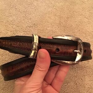 Vintage Brighton Leather Crocodile Two Tone Belt